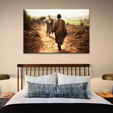 Christian wall art featuring the Father running toward the Prodigal Son, perfect faith-based home decor.