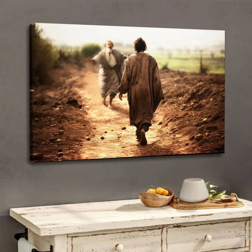 The Prodigal Son Wall Art Canvas, The Father Runs Towards His Son Wall Decor