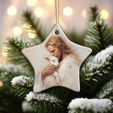 Decorative Good Shepherd ornament with Jesus and lamb, thoughtful gift for pastors and loved ones. Star / 1-pack