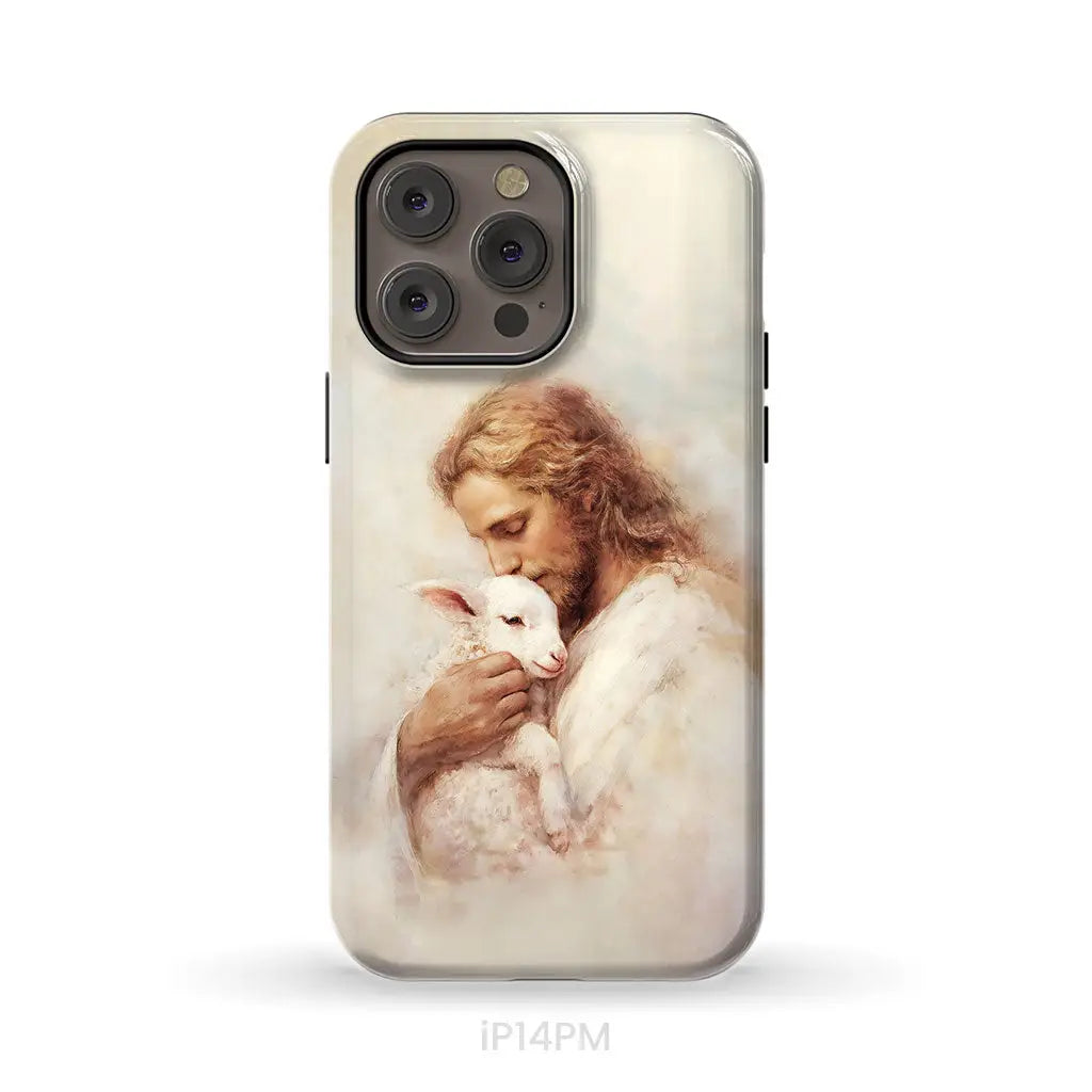 The Good Shepherd – Jesus with Lamb Phone Case iPhone 14 Pro Max / Tough Case