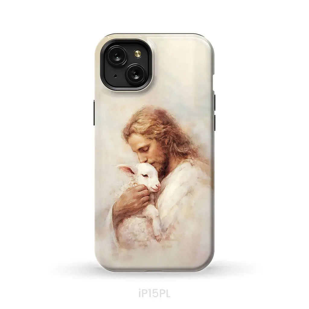 The Good Shepherd – Jesus with Lamb Phone Case iPhone 15 Plus / Tough Case