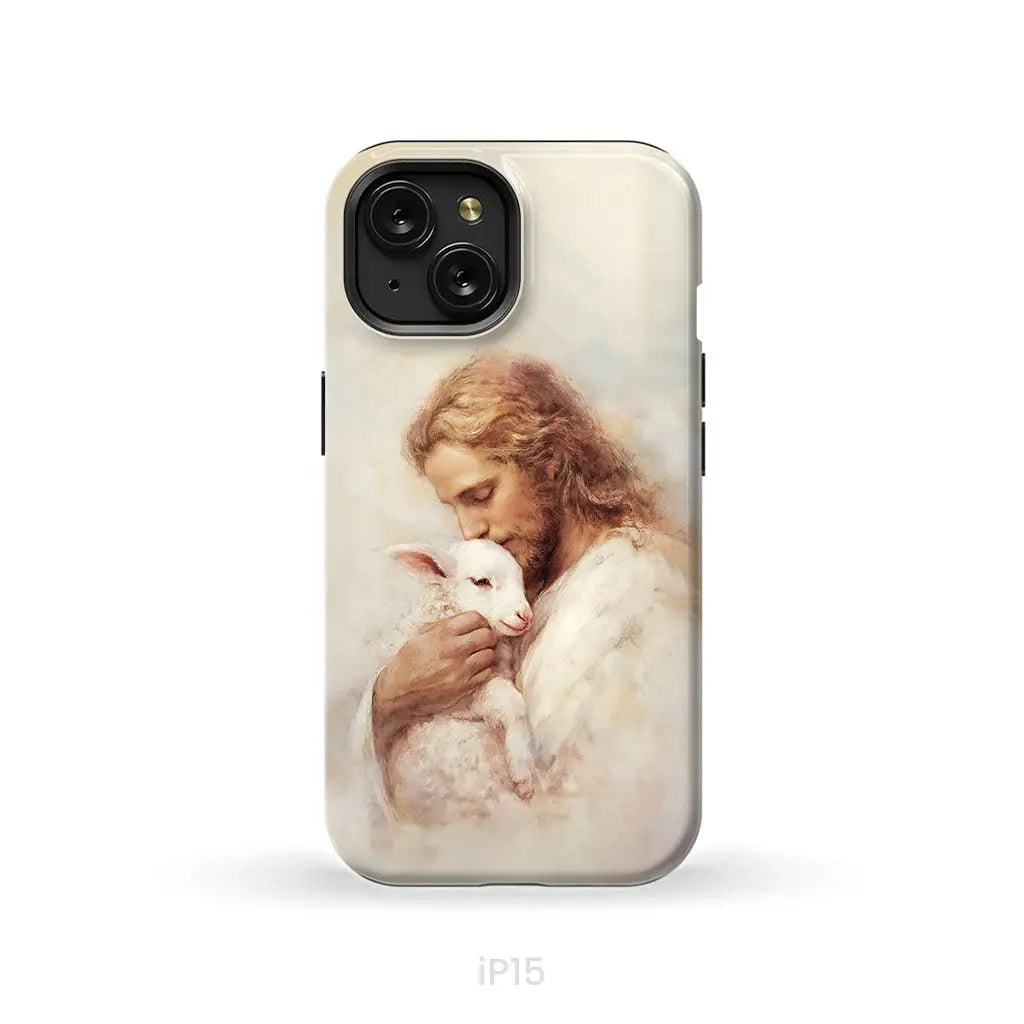 The Good Shepherd – Jesus with Lamb Phone Case iPhone 15 / Tough Case