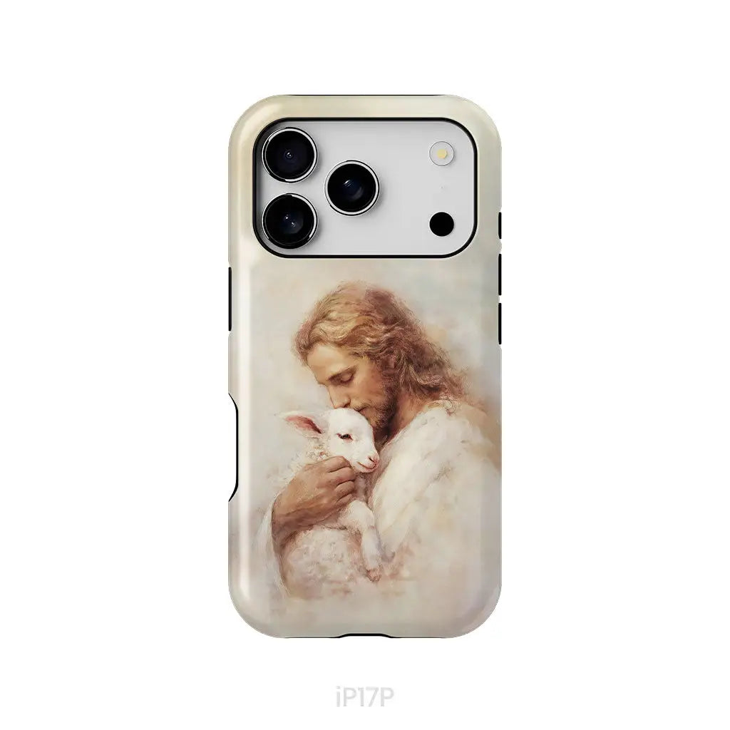 The Good Shepherd – Jesus with Lamb Phone Case iPhone 17 Pro / Tough Case