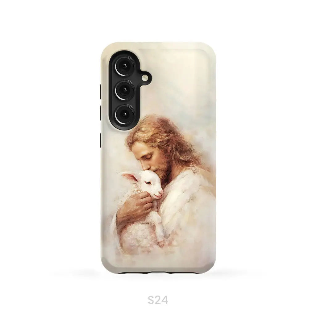 The Good Shepherd – Jesus with Lamb Phone Case Samsung Galaxy S24 (Not for S24 FE) / Tough Case