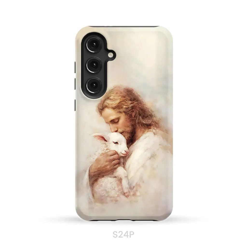 The Good Shepherd – Jesus with Lamb Phone Case Samsung Galaxy S24 Plus / Tough Case