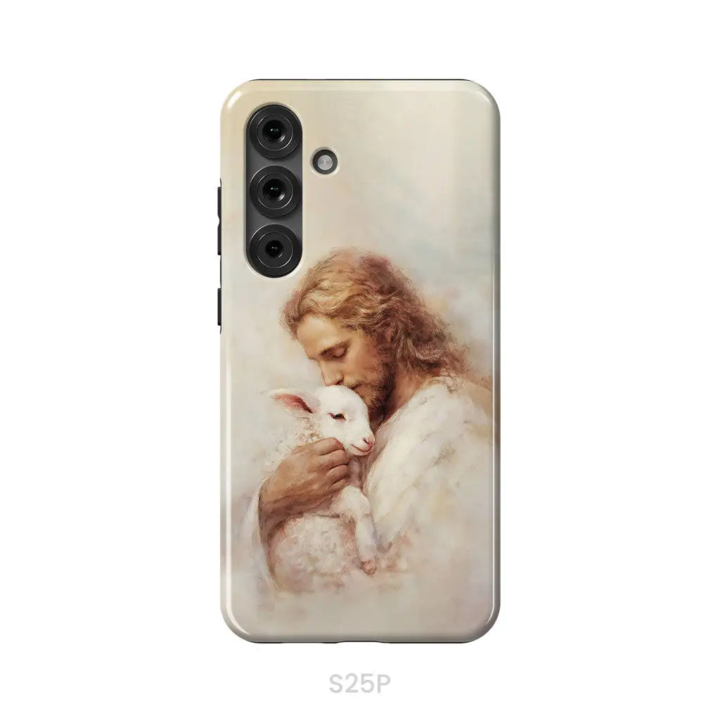 The Good Shepherd – Jesus with Lamb Phone Case Samsung Galaxy S25 Plus / Tough Case