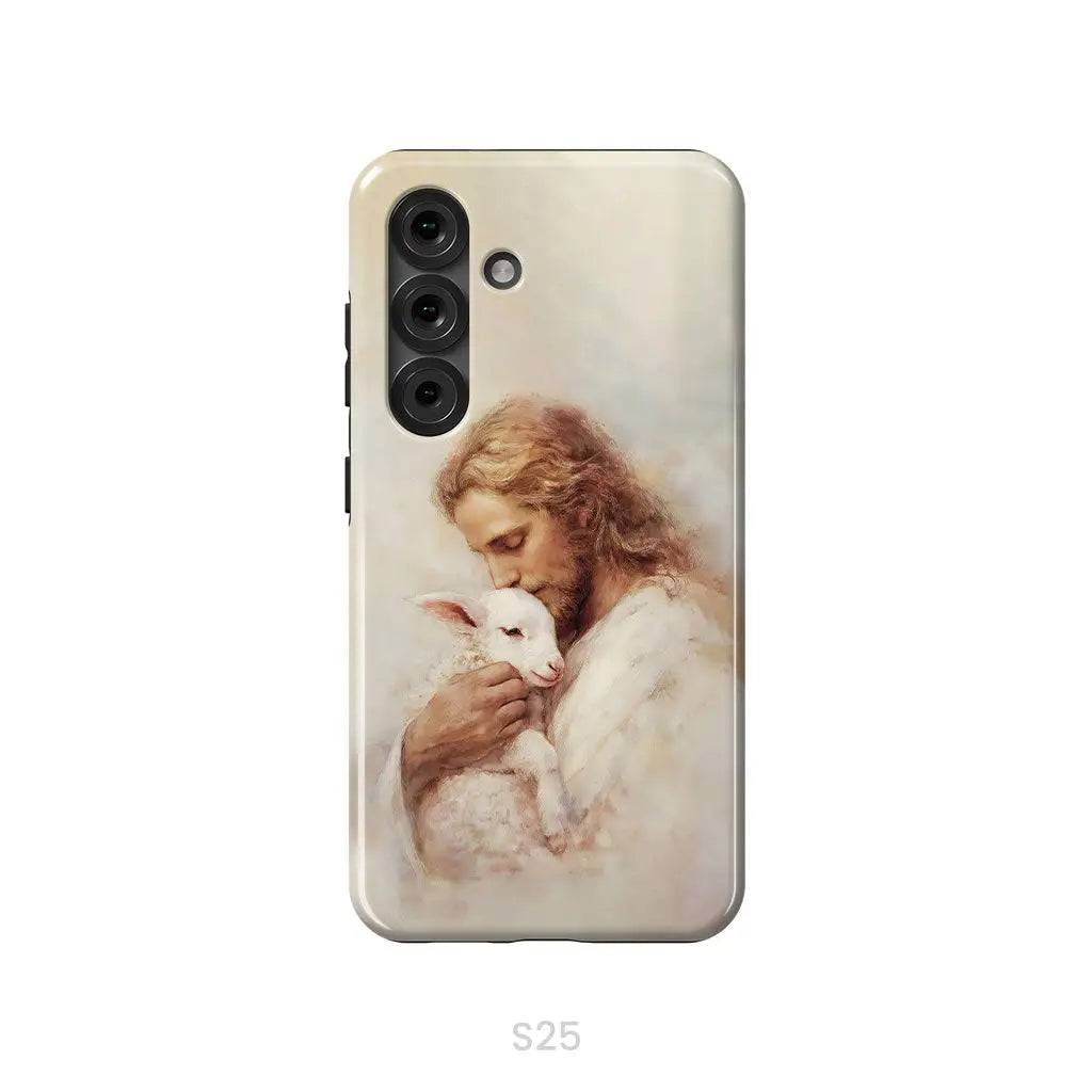 The Good Shepherd – Jesus with Lamb Phone Case Samsung Galaxy S25 / Tough Case
