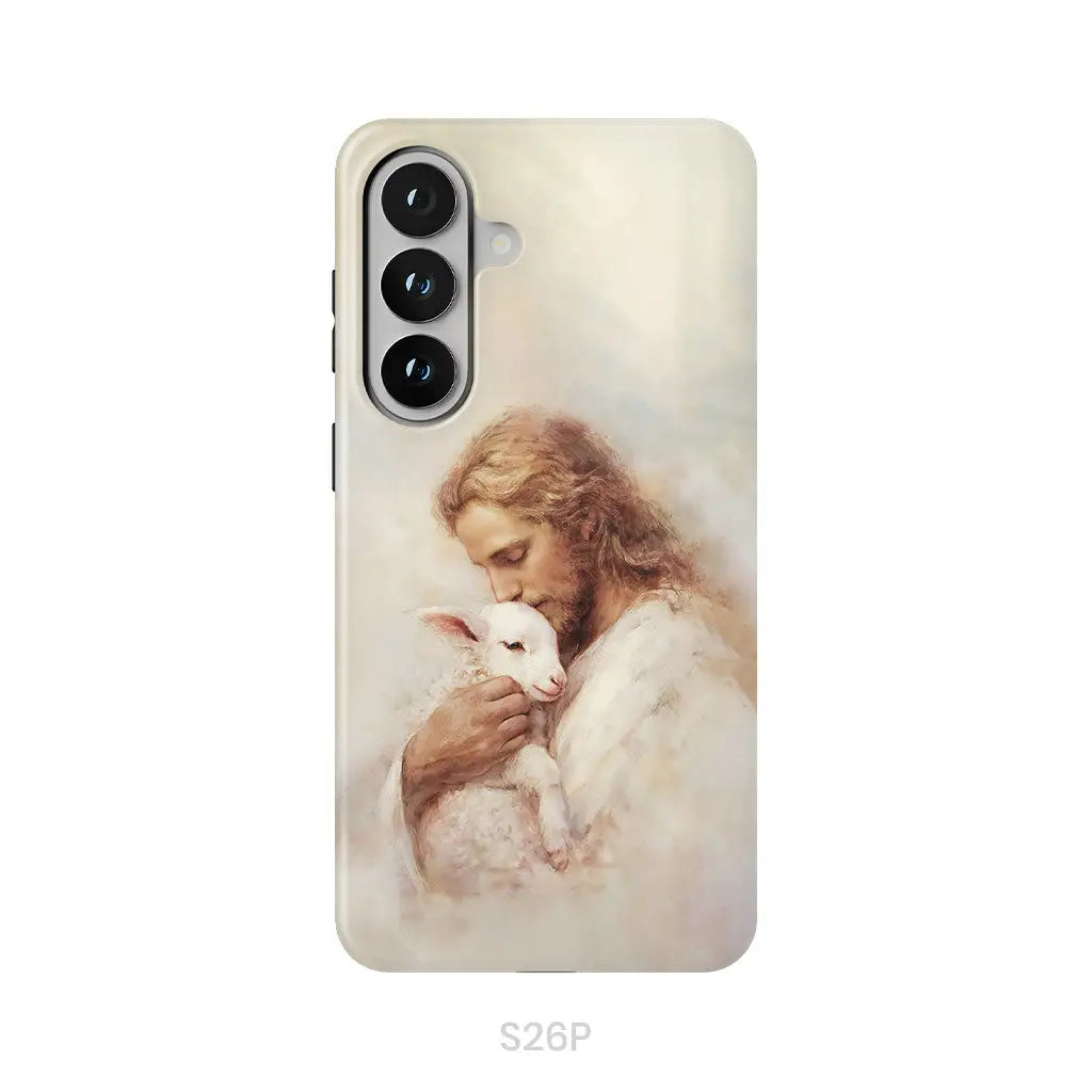 The Good Shepherd – Jesus with Lamb Phone Case Samsung Galaxy S26 Plus / Tough Case