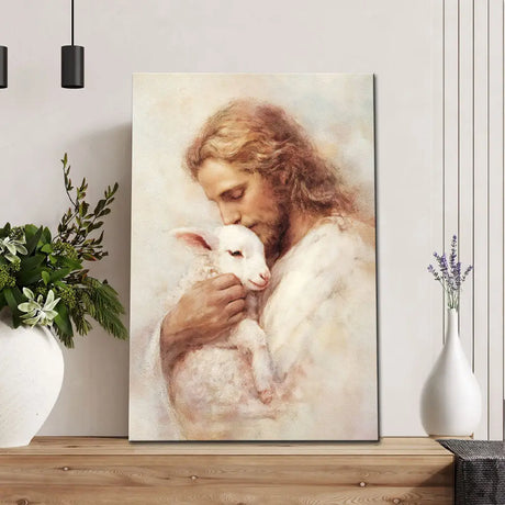 The Good Shepherd – Jesus with Lamb Wall Art Canvas