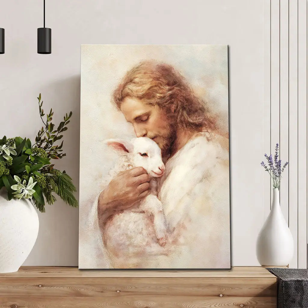 The Good Shepherd – Jesus with Lamb Wall Art Canvas