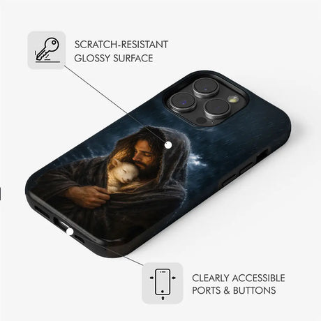 The Good Shepherd Shelters His Lamb In The Rain – Luke 15 – Christian Phone Case