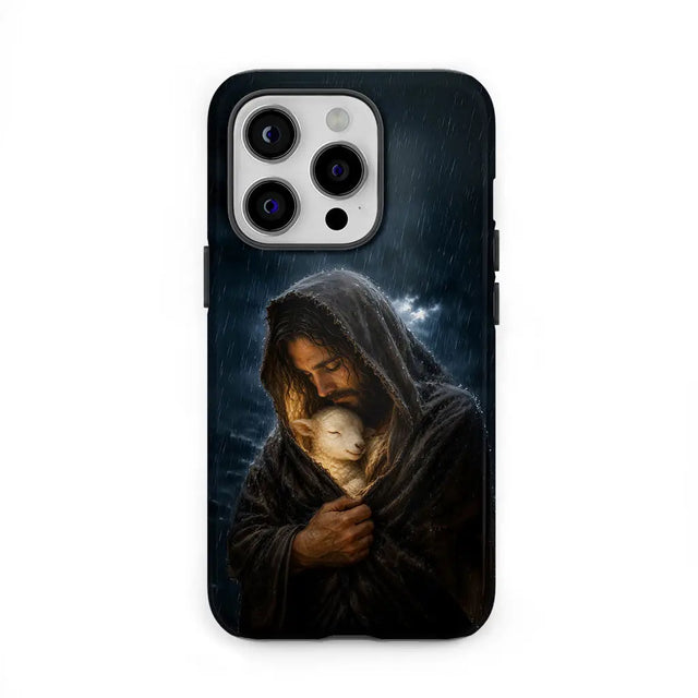 The Good Shepherd Shelters His Lamb In The Rain – Luke 15 – Christian Phone Case