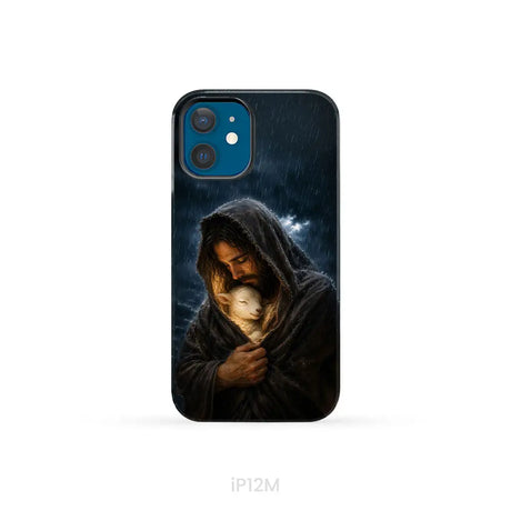The Good Shepherd Shelters His Lamb In The Rain – Luke 15 – Christian Phone Case iPhone 12 Mini / Tough Case