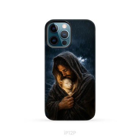 The Good Shepherd Shelters His Lamb In The Rain – Luke 15 – Christian Phone Case iPhone 12 Pro / Tough Case