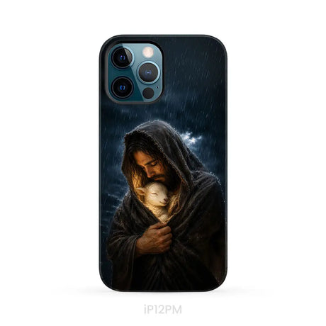 The Good Shepherd Shelters His Lamb In The Rain – Luke 15 – Christian Phone Case iPhone 12 Pro Max / Tough Case