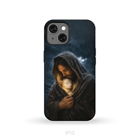 The Good Shepherd Shelters His Lamb In The Rain – Luke 15 – Christian Phone Case iPhone 13 / Tough Case