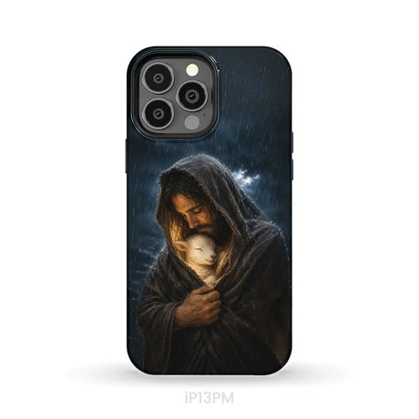 The Good Shepherd Shelters His Lamb In The Rain – Luke 15 – Christian Phone Case iPhone 13 Pro Max / Tough Case