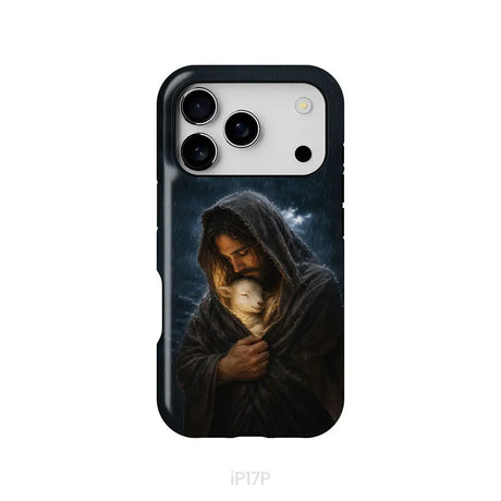 The Good Shepherd Shelters His Lamb In The Rain – Luke 15 – Christian Phone Case iPhone 17 Pro / Tough Case