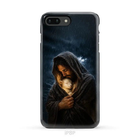 The Good Shepherd Shelters His Lamb In The Rain – Luke 15 – Christian Phone Case iPhone 8 Plus / Tough Case
