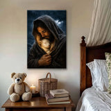 The Good Shepherd Shelters His Lamb In The Rain – Luke 15 – Christian Wall Art Canvas
