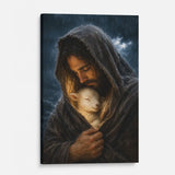 The Good Shepherd Shelters His Lamb In The Rain – Luke 15 – Christian Wall Art Canvas