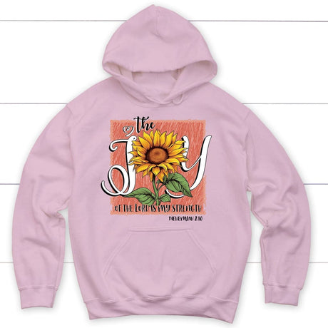 The Joy of Lord is my Strength Sunflower Hoodie Light Pink / S