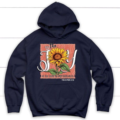 The Joy of Lord is my Strength Sunflower Hoodie Navy / S