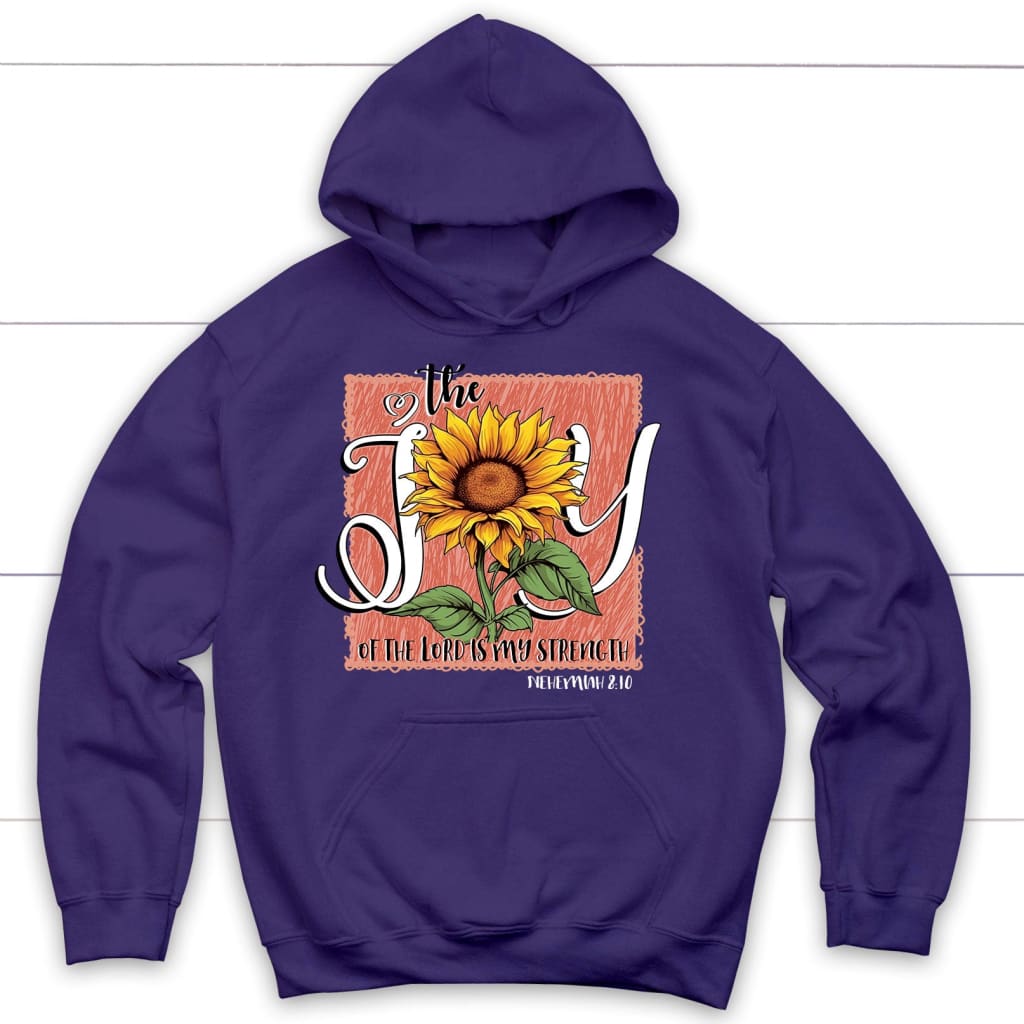 The Joy of Lord is my Strength Sunflower Hoodie Purple / S