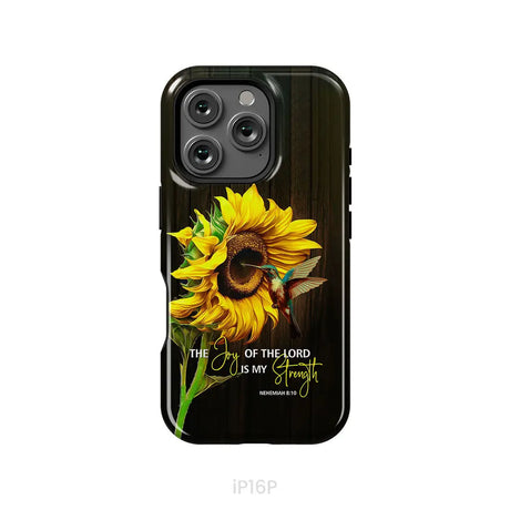 The Joy Of The Lord Is My Strength Sunflower Hummingbird Phone Case iPhone 16 Pro / Tough Case
