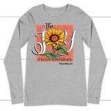 The Joy of Lord is my Strength Sunflower Long Sleeve Shirt Athletic Heather / S