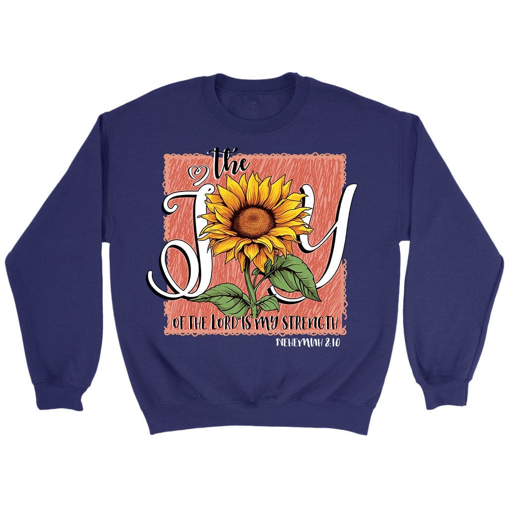 The Joy of Lord is my Strength Sunflower Sweatshirt Purple / S