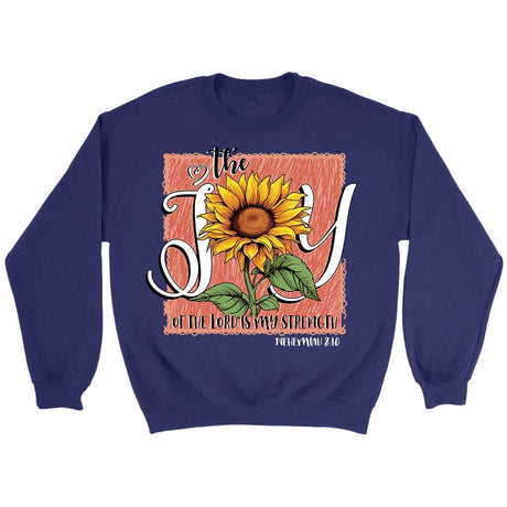 The Joy of Lord is my Strength Sunflower Sweatshirt Purple / S