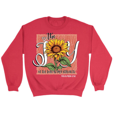 The Joy of Lord is my Strength Sunflower Sweatshirt Red / S