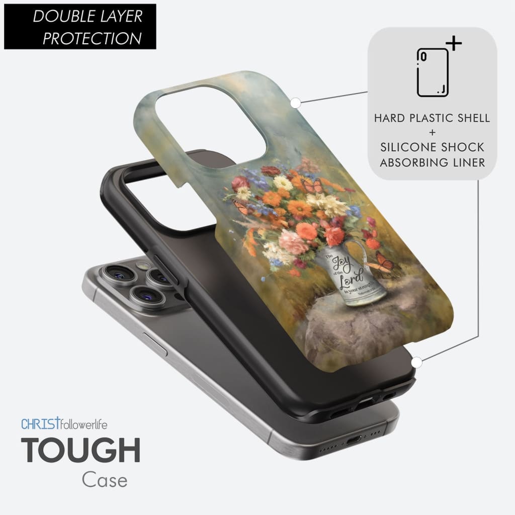 The Joy of Lord is Your Strength Nehemiah 8:10 Flower Butterfly Phone Case