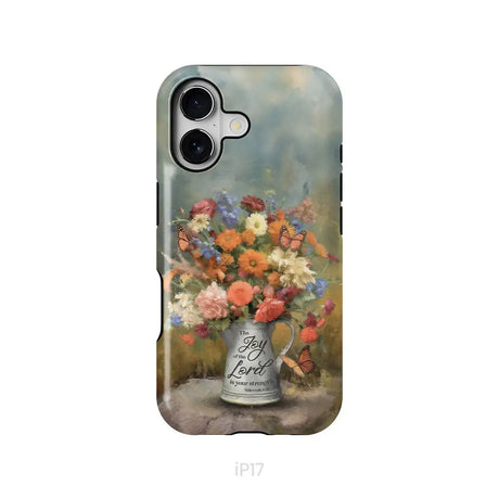 The Joy of the Lord is Your Strength Nehemiah 8:10 Flower Butterfly Phone Case iPhone 17 / Tough Case