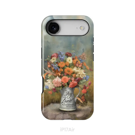 The Joy of the Lord is Your Strength Nehemiah 8:10 Flower Butterfly Phone Case iPhone 17 Air / Tough Case