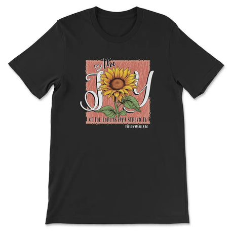 The Joy of the Lord is my Strength Sunflower T-shirt Black / S