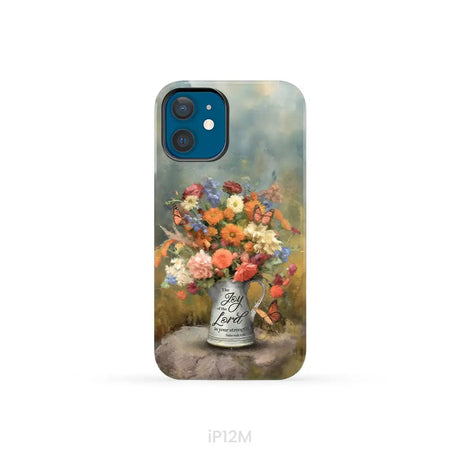 The Joy of the Lord is Your Strength Nehemiah 8:10 Flower Butterfly Phone Case iPhone 12 Mini / Tough Case