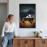 Inspirational nativity canvas with Lion and Lamb, Christian gift with Bible verse and Christmas theme.