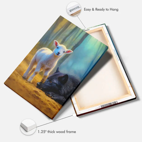 The Lamb Stepping on Wolf in a Peaceful Forest Wall Art Canvas