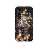 The light shines in darkness John 1:5 Bible verse phone case Christian gifts Samsung Galaxy S24 / Tough