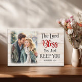 Inspirational Bible verse wall art with custom photo, The Lord bless you and keep you, Christian gift.