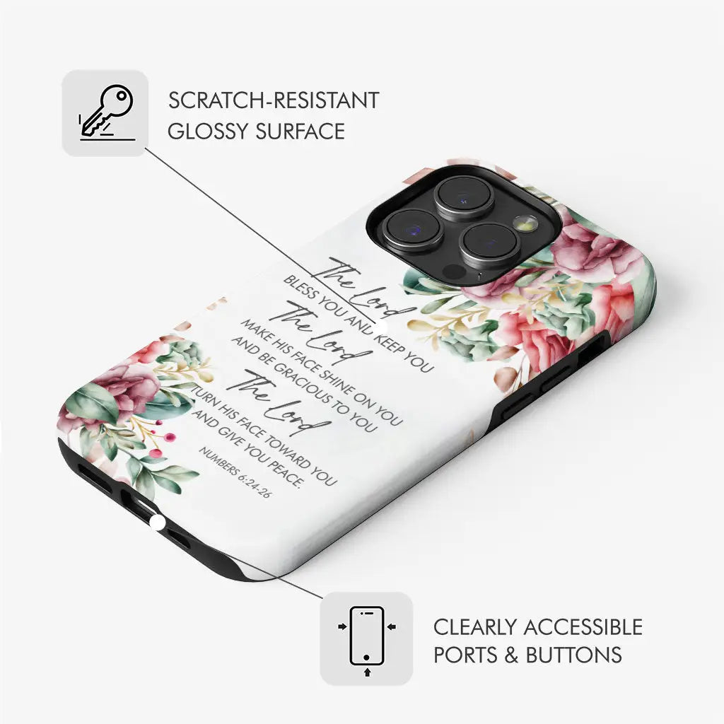 The Lord Bless You And Keep You Floral Numbers 6:24-26 Phone Case