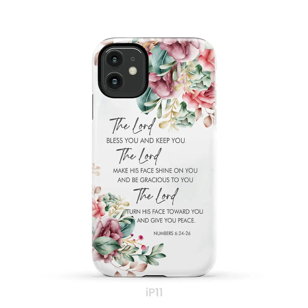 The Lord Bless You And Keep You Floral Numbers 6:24-26 Phone Case iPhone 11 / Tough Case