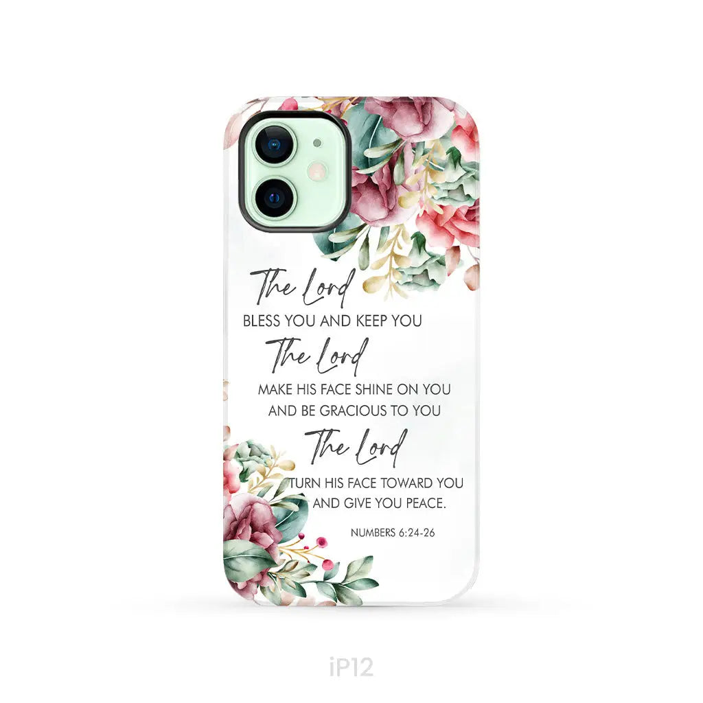 The Lord Bless You And Keep You Floral Numbers 6:24-26 Phone Case iPhone 12 / Tough Case