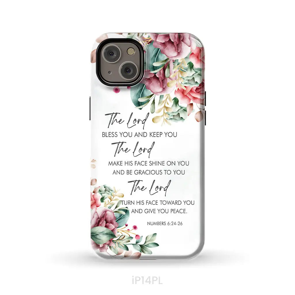 The Lord Bless You And Keep You Floral Numbers 6:24-26 Phone Case iPhone 14 Plus / Tough Case