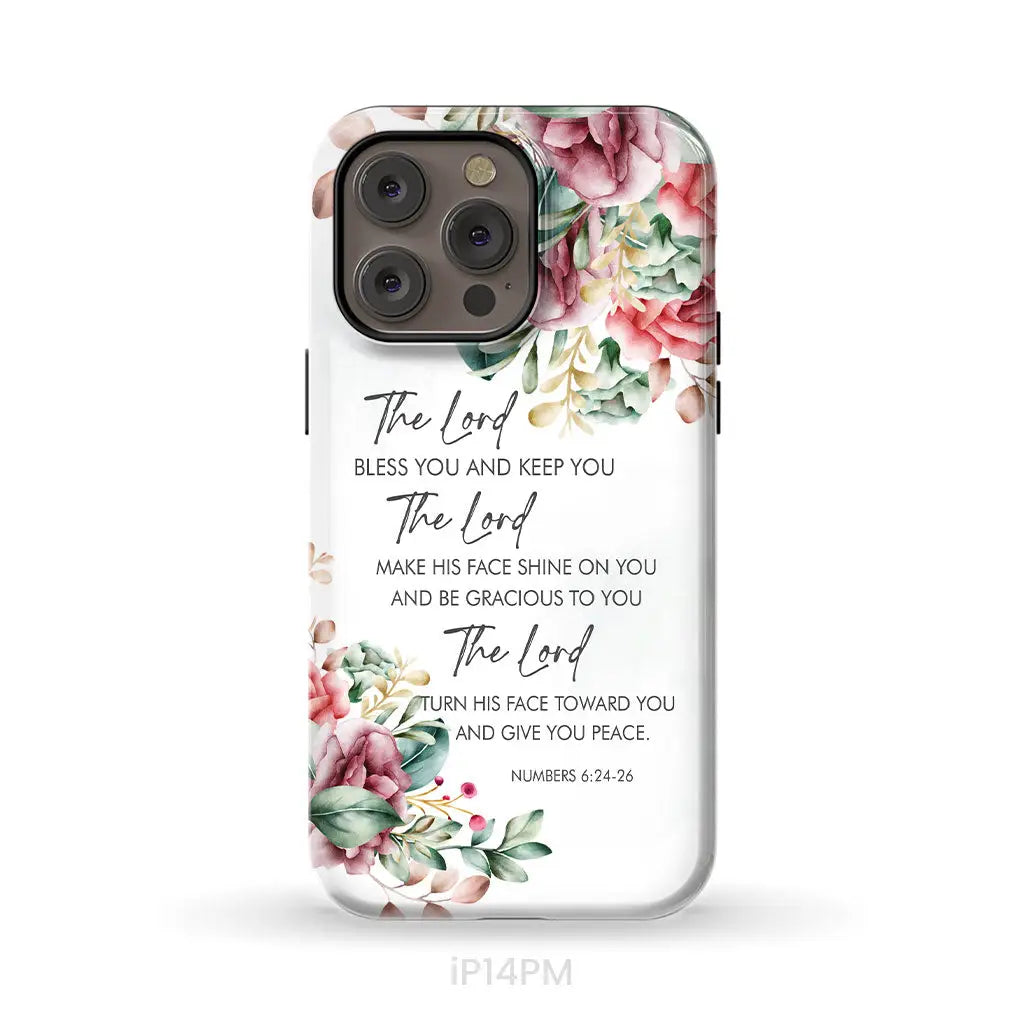 The Lord Bless You And Keep You Floral Numbers 6:24-26 Phone Case iPhone 14 Pro Max / Tough Case