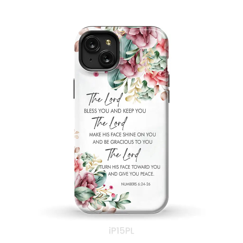 The Lord Bless You And Keep You Floral Numbers 6:24-26 Phone Case iPhone 15 Plus / Tough Case