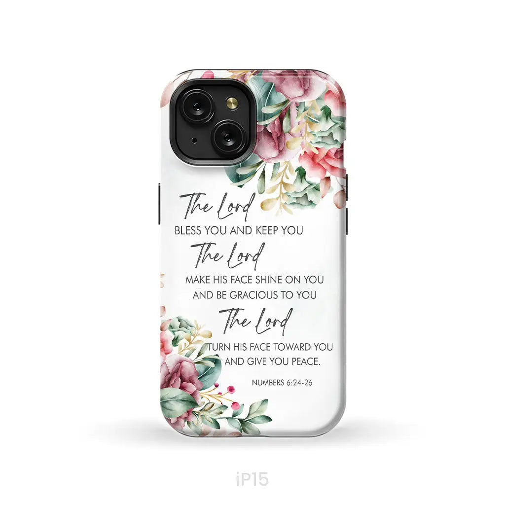 The Lord Bless You And Keep You Floral Numbers 6:24-26 Phone Case iPhone 15 / Tough Case