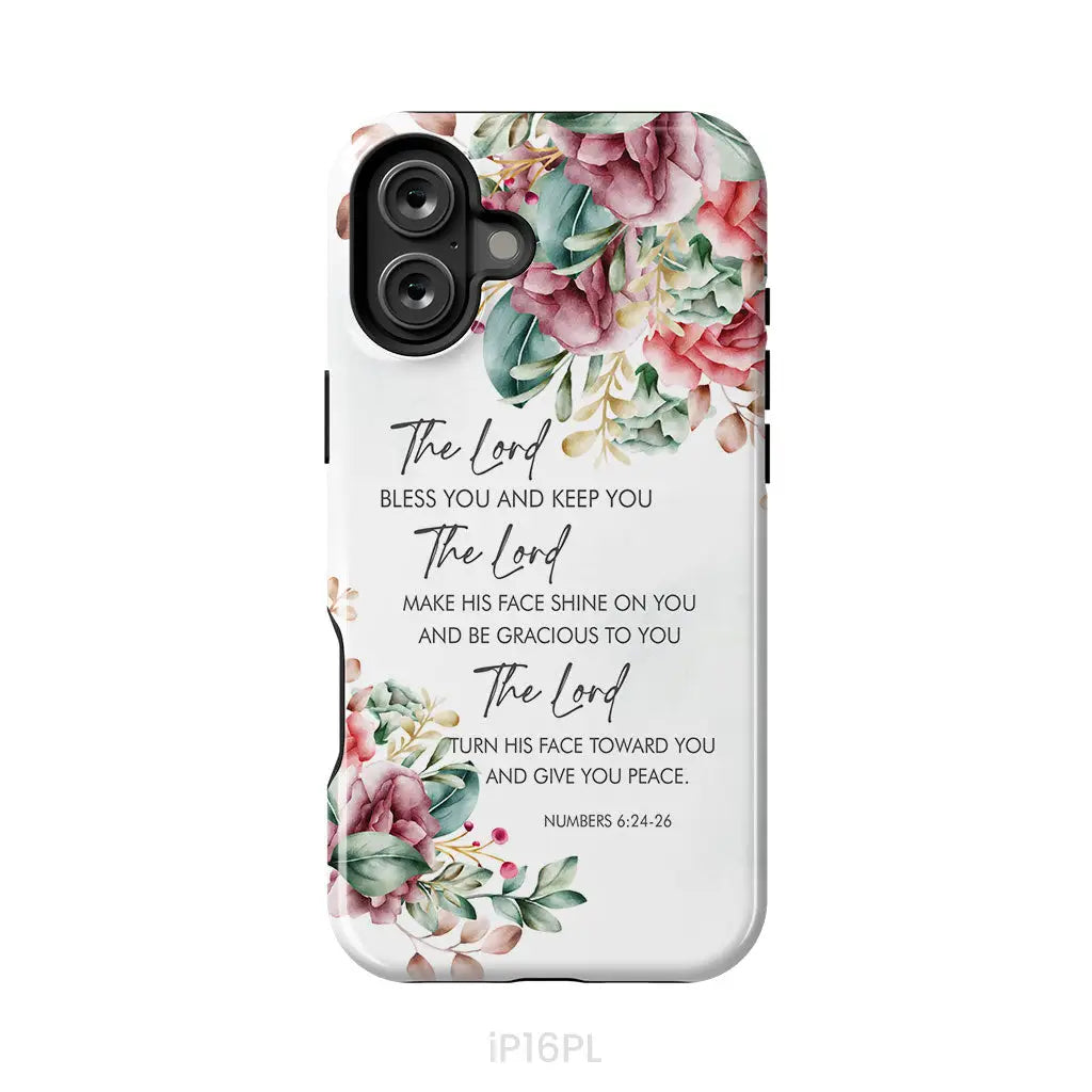 The Lord Bless You And Keep You Floral Numbers 6:24-26 Phone Case iPhone 16 Plus / Tough Case